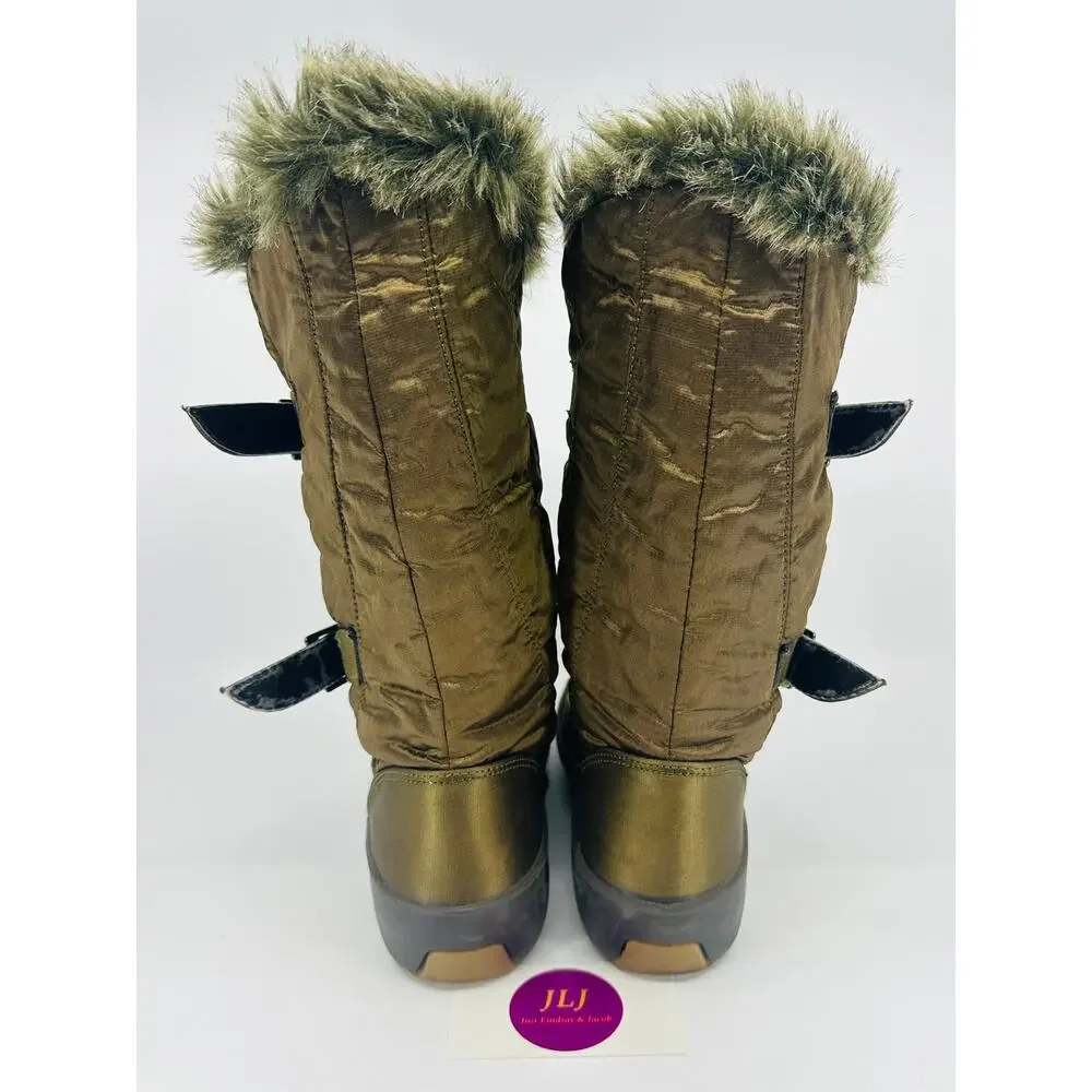 Pajar Women's Women's Sled Hi Brown Fur Lined Winter Snow Boots Size 38 EU/ 7 US